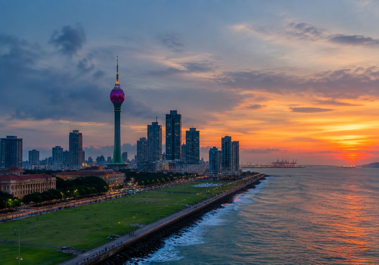 Colombo skyline at dusk